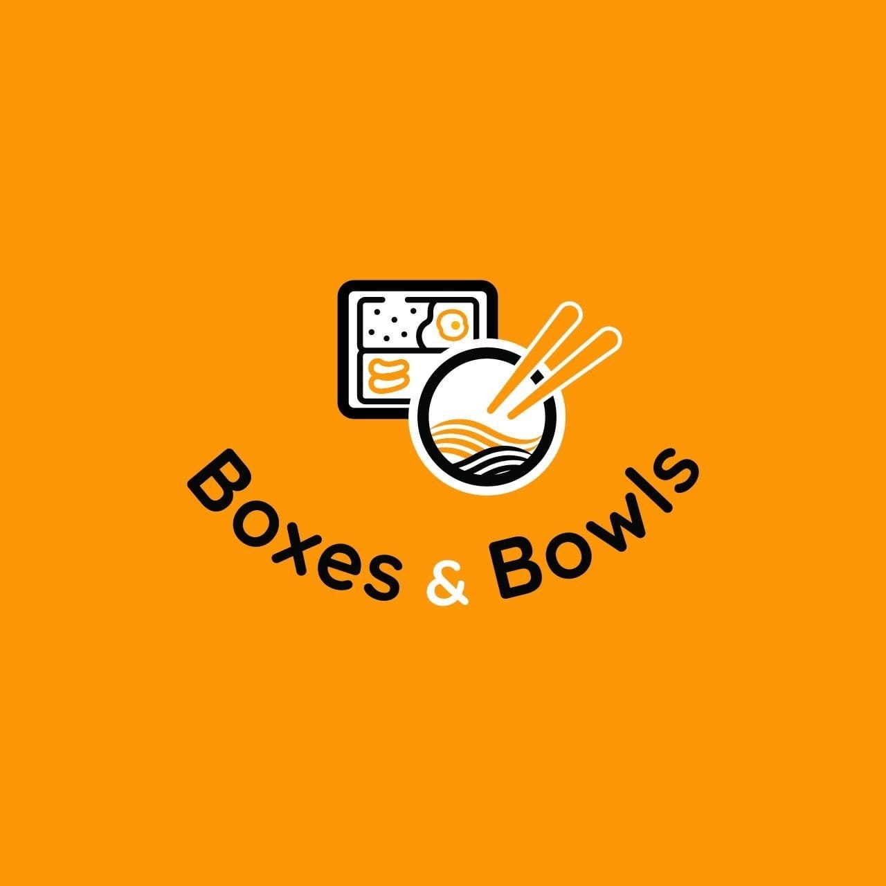 Boxes & Bowls logo – uniek en herkenbaar design voor een Aziatische bezorgservice Logo ontwerp voor Boxes & Bowls met moderne typografie