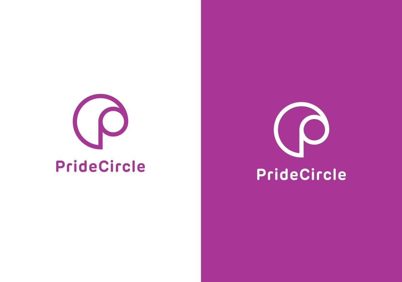 Logo in paarse hoofdkleur en diapositief – moderne varianten van de merkidentiteit