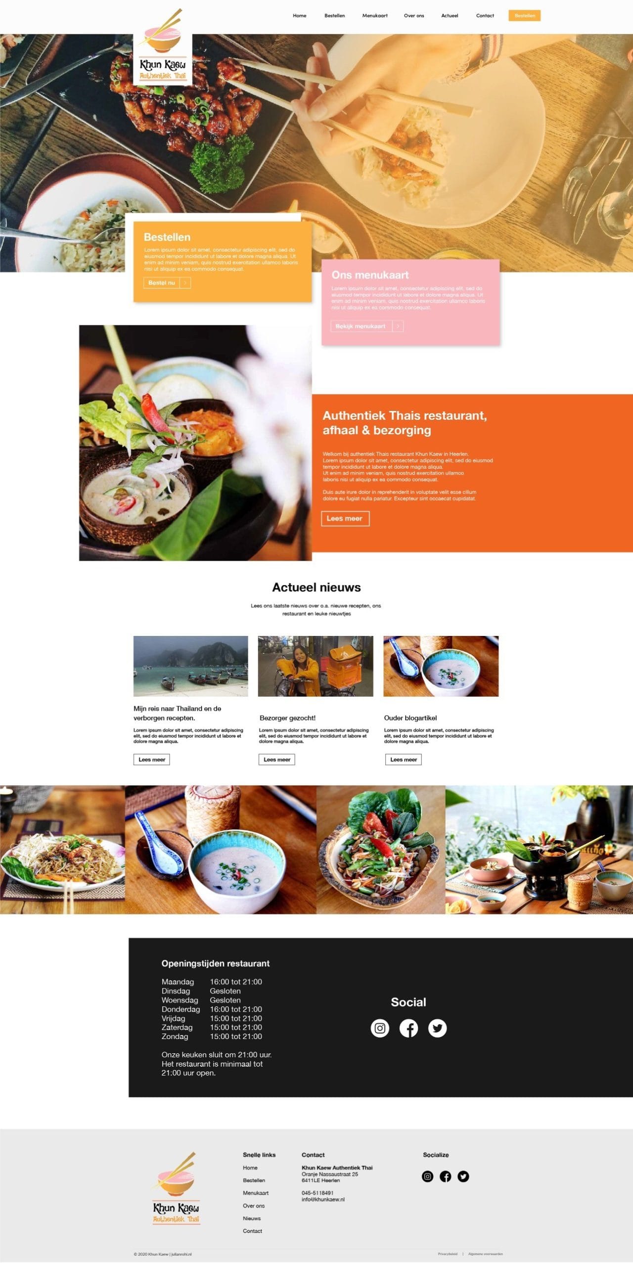 Origineel webshop design voor Khun Kaew, een authentiek Thais restaurant in Heerlen