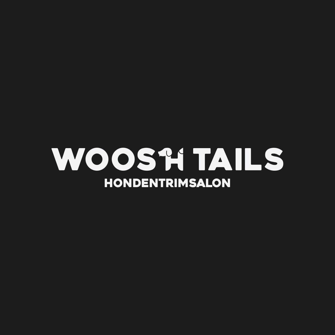 Woosh Tails logo – Creatief ontwerp met de letter H als hondje (zwarte versie) Logo Woosh Tails – zwarte variant met herkenbare visuele stijl